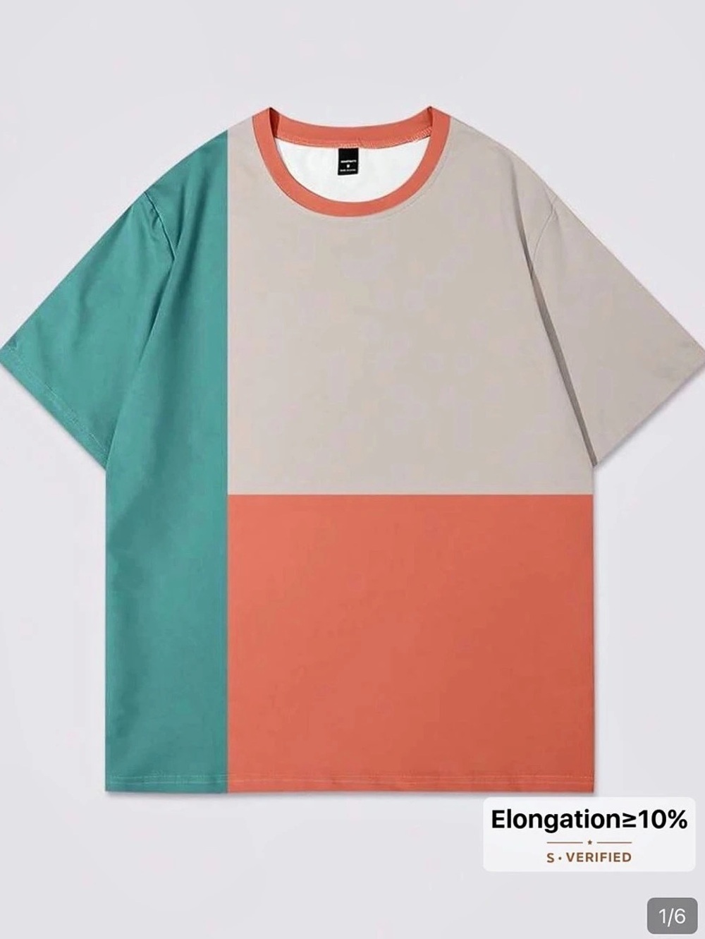 Color Block Short Sleeve Tee in Blue & Orange Like New